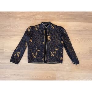 Marcia Lyons Vintage VTG black and gold quilted thin bolero jacket size s/m